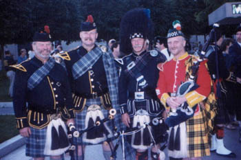 Kurt Hulbert and members of the Connecticut State Police Pipes and Drums